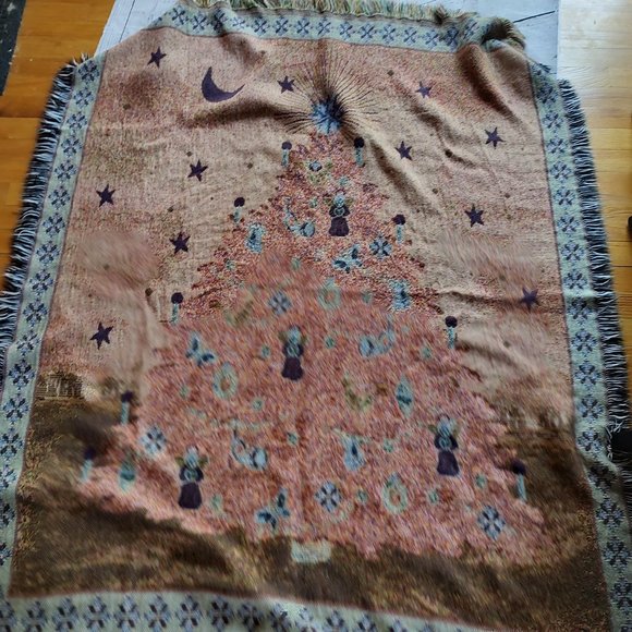 Vintage American Weavers Christmas Tree Throw Blanket USA - Picture 5 of 6